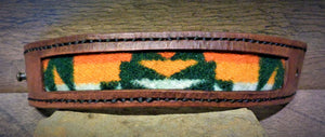 Brown Leather and Forest Green Pendleton Wool Inlay Cuff