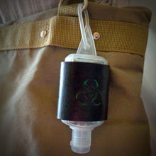 Load image into Gallery viewer, Green Biohazard Leather Hand Sanitizer Holder