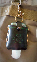 Load image into Gallery viewer, Green Biohazard Leather Hand Sanitzer Case