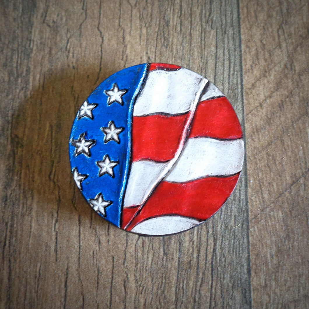 Hand Tooled Leather American Flag Phone Grip