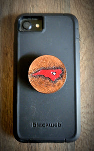 Hand Tooled Leather Red North Carolina Phone Grip