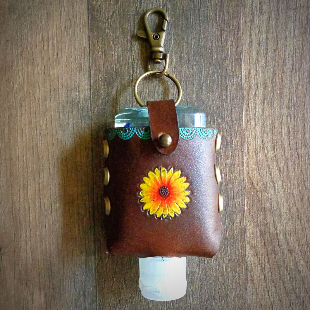 Sunflower Leather Hand Sanitizer Case