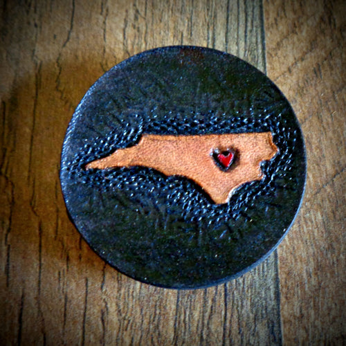 Hand Tooled Leather Love North Carolina Phone Grip