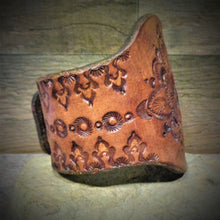 Load image into Gallery viewer, Hand Tooled Mandala Leather Cuff