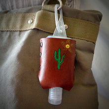 Load image into Gallery viewer, Saguro Cactus Leather Hand Sanitizer Holder
