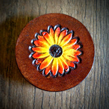 Load image into Gallery viewer, Hand Tooled Leather Sunflower Phone Grip