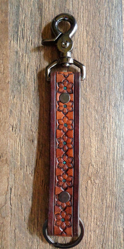 Floral Leather Key Clip