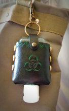 Load image into Gallery viewer, Green Biohazard Leather Hand Sanitizer Case