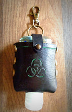 Load image into Gallery viewer, Green Biohazard Leather Hand Sanitzer Case