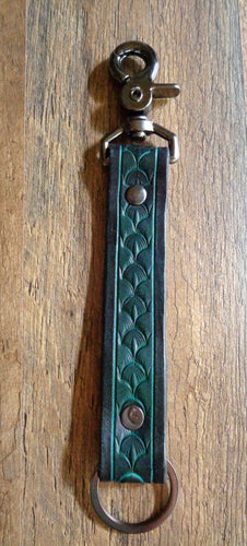Green Scale Leather Key Clip