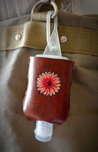 Load image into Gallery viewer, Pink Daisy Leather Hand Sanitizer Holder