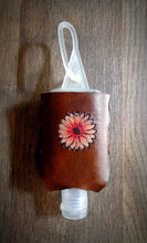 Load image into Gallery viewer, Pink Daisy Leather Hand Sanitizer Holder