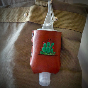 Prickly Pear Cactus Leather Hand Sanitizer Holder