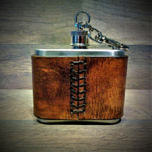 Load image into Gallery viewer, Raleigh Leather Wrapped 2oz Stainless Steel Clip Flask