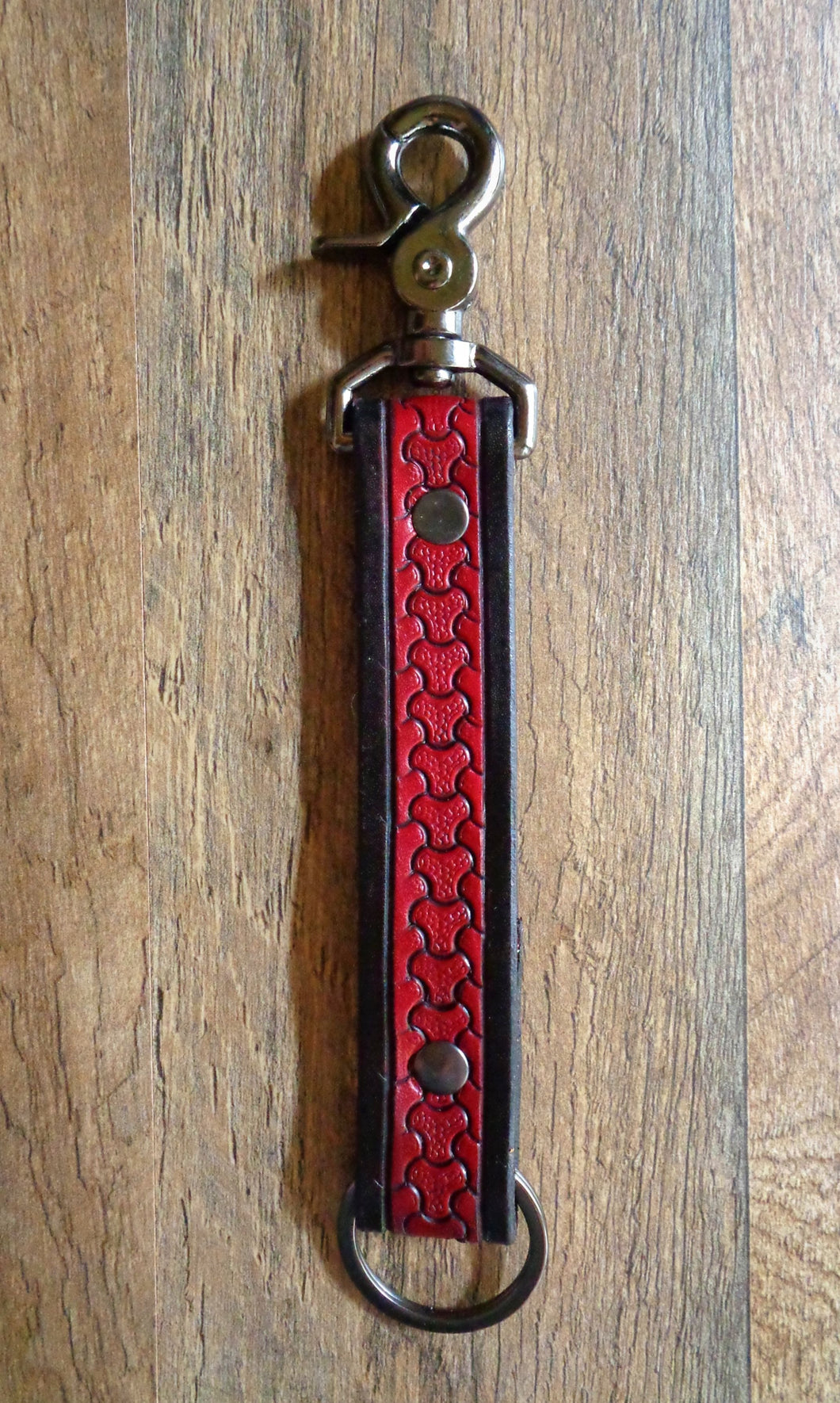 Red Scale Leather Key Clip