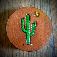 Load image into Gallery viewer, Hand Tooled Leather Saguaro Cactus Phone Grip
