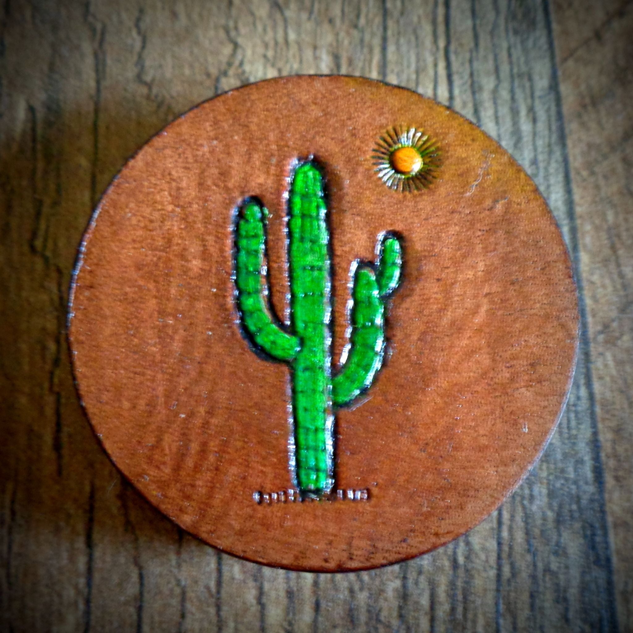 Hand Tooled Leather Saguaro Cactus Phone Grip – Valkyrie Leather Design
