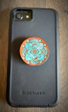 Load image into Gallery viewer, Hand Tooled Leather Turquoise Mandala Phone Grip