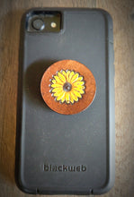 Load image into Gallery viewer, Hand Tooled Leather Sunflower Phone Grip